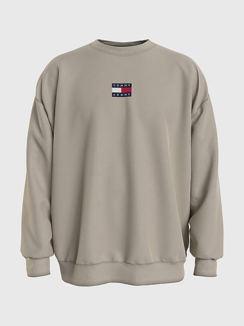 Tommy Hilfiger Badge Crew Neck Pulóver Férfi Bézs | TH568DQR