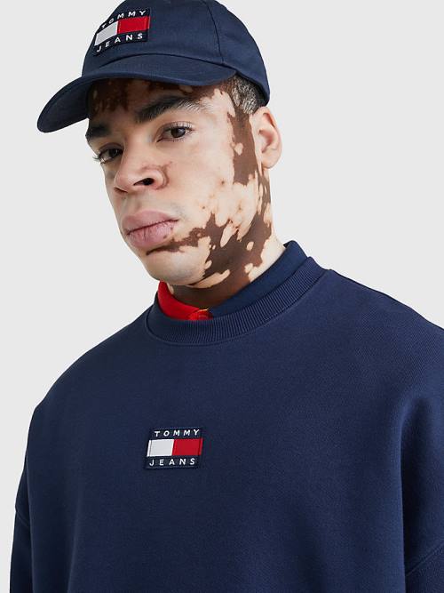 Tommy Hilfiger Badge Crew Neck Pulóver Férfi Kék | TH768UDE