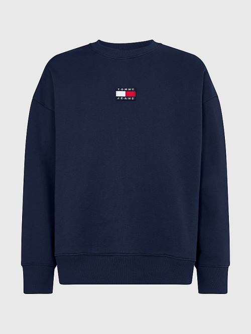 Tommy Hilfiger Badge Crew Neck Pulóver Férfi Kék | TH768UDE