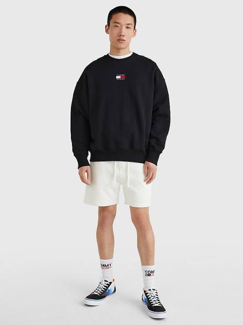 Tommy Hilfiger Badge Crew Neck Pulóver Férfi Fekete | TH875OFV