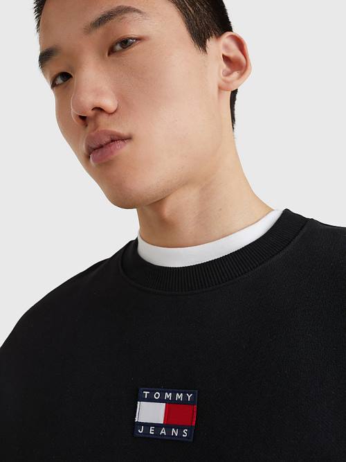 Tommy Hilfiger Badge Crew Neck Pulóver Férfi Fekete | TH875OFV