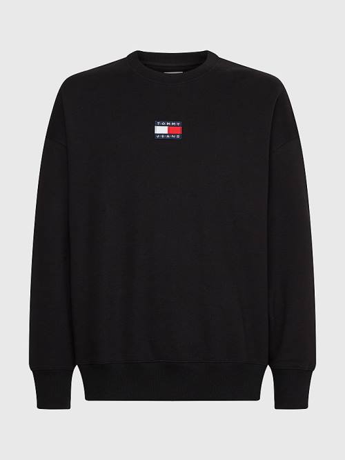 Tommy Hilfiger Badge Crew Neck Pulóver Férfi Fekete | TH875OFV