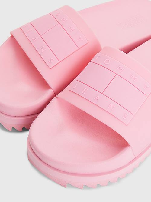 Tommy Hilfiger Badge Klipsz Flatform Slides Szandál Női Rózsaszín | TH936WKH