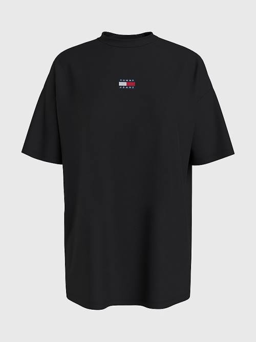 Tommy Hilfiger Badge Oversized Fit Póló Női Fekete | TH012BJZ