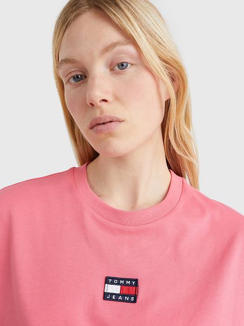 Tommy Hilfiger Badge Oversized Fit Póló Női Rózsaszín | TH635KQP