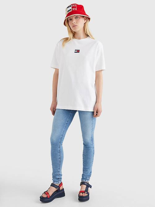 Tommy Hilfiger Badge Oversized Fit Póló Női Fehér | TH819WXA