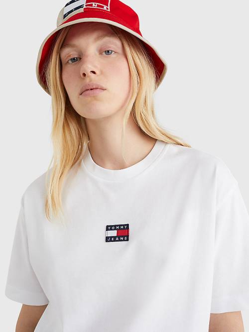 Tommy Hilfiger Badge Oversized Fit Póló Női Fehér | TH819WXA