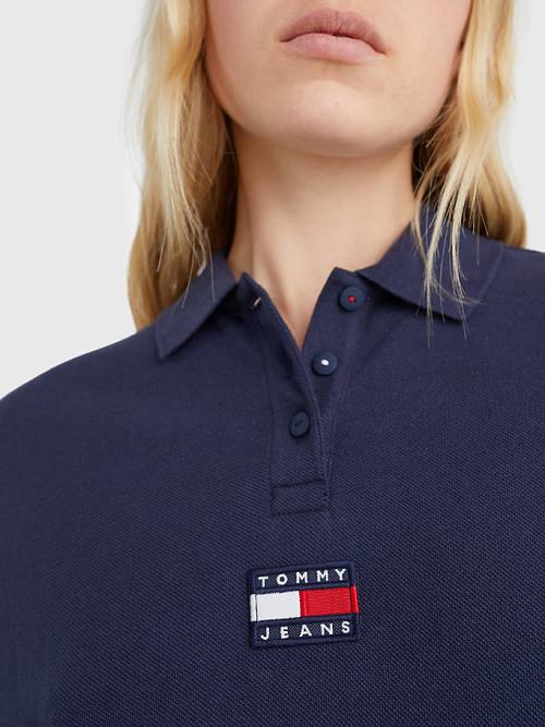 Tommy Hilfiger Badge Oversized Polo Ruha Női Kék | TH352NTC