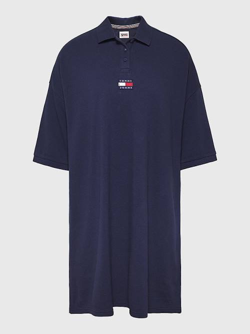 Tommy Hilfiger Badge Oversized Polo Ruha Női Kék | TH352NTC