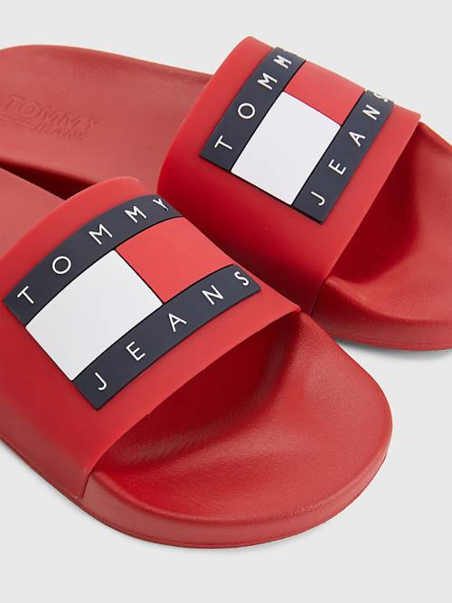 Tommy Hilfiger Badge Pool Slides Szandál Férfi Piros | TH014HFL