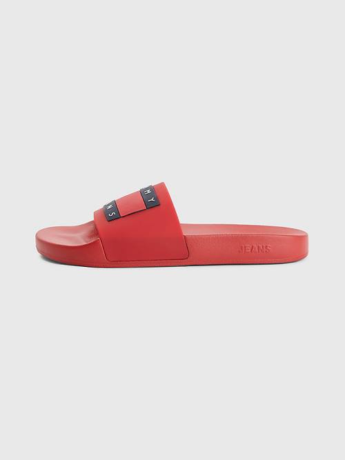 Tommy Hilfiger Badge Pool Slides Szandál Férfi Piros | TH014HFL