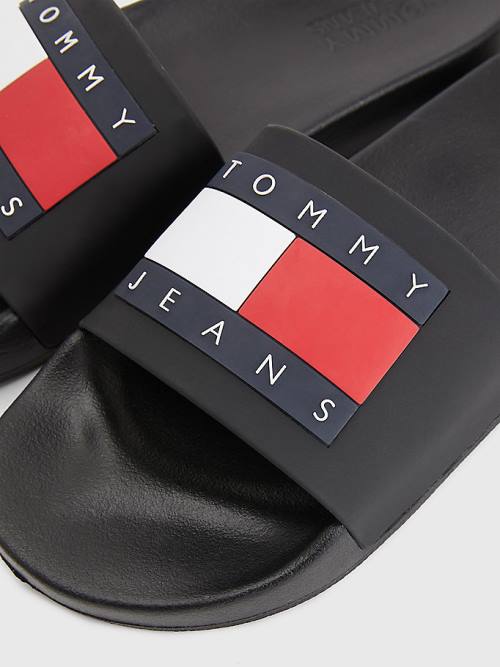 Tommy Hilfiger Badge Pool Slides Szandál Férfi Fekete | TH017HLO