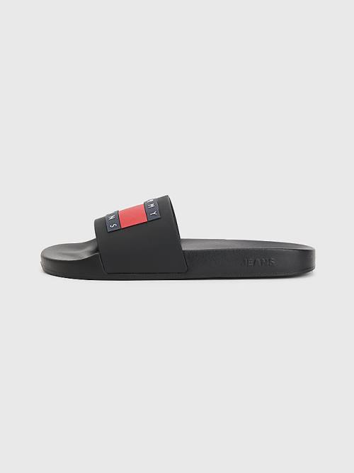 Tommy Hilfiger Badge Pool Slides Szandál Férfi Fekete | TH017HLO