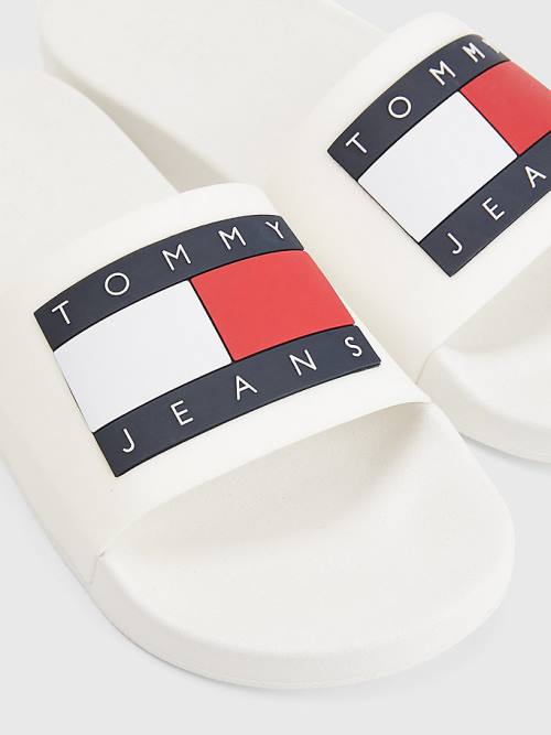 Tommy Hilfiger Badge Pool Slides Szandál Férfi Fehér | TH671REZ