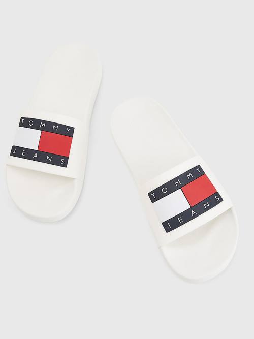 Tommy Hilfiger Badge Pool Slides Szandál Férfi Fehér | TH671REZ