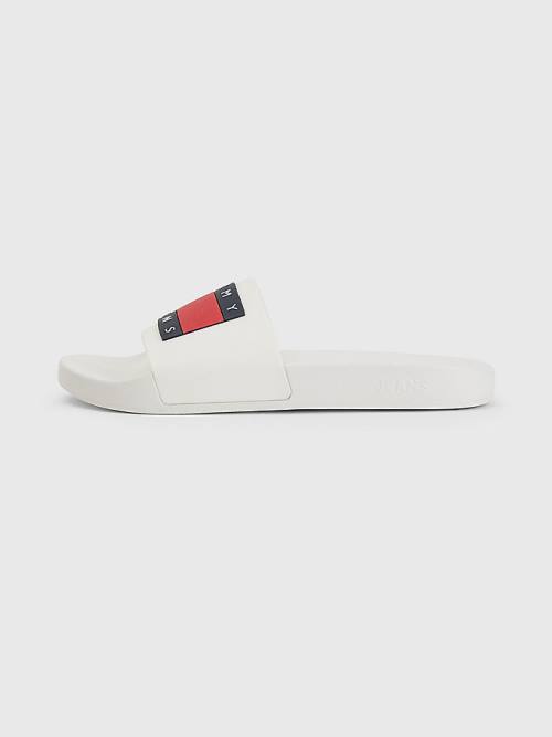 Tommy Hilfiger Badge Pool Slides Szandál Férfi Fehér | TH671REZ