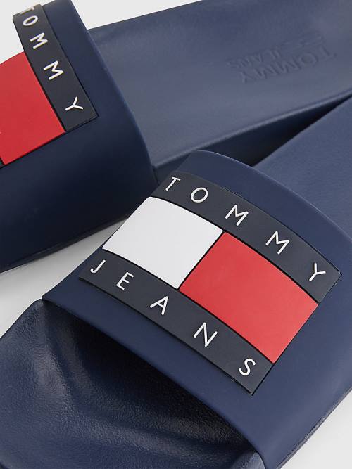 Tommy Hilfiger Badge Pool Slides Szandál Férfi Kék | TH713MBO