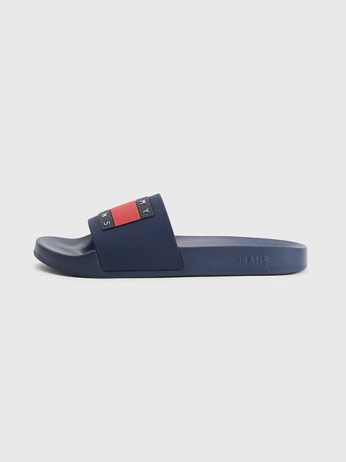 Tommy Hilfiger Badge Pool Slides Szandál Férfi Kék | TH713MBO