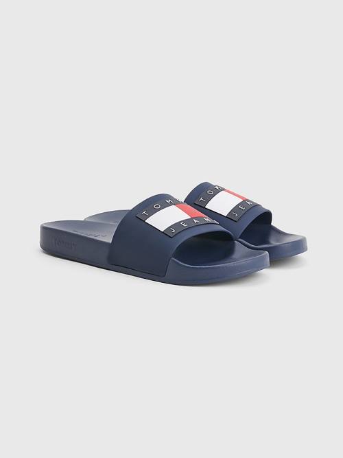 Tommy Hilfiger Badge Pool Slides Szandál Férfi Kék | TH713MBO