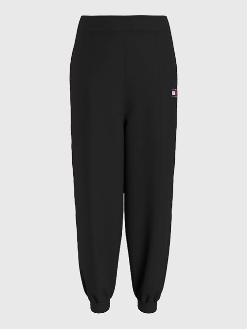 Tommy Hilfiger Badge Relaxed Fit Cuffed Joggers Nadrág Női Fekete | TH213LKT