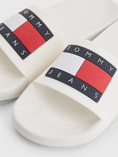 Tommy Hilfiger Badge Slides Szandál Női Fehér | TH136YBT