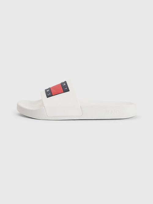 Tommy Hilfiger Badge Slides Szandál Női Fehér | TH136YBT