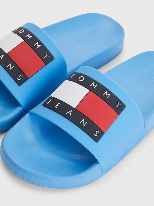 Tommy Hilfiger Badge Slides Szandál Női Kék | TH318MIT