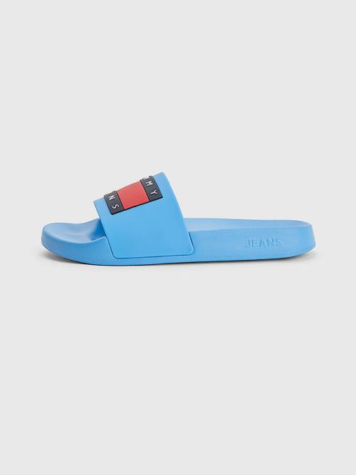 Tommy Hilfiger Badge Slides Szandál Női Kék | TH318MIT