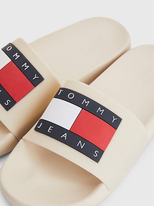 Tommy Hilfiger Badge Slides Szandál Női Bézs | TH526AUX