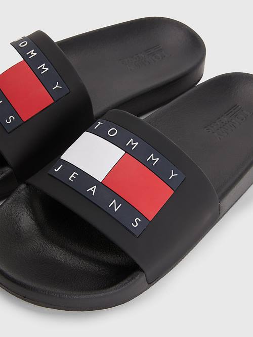 Tommy Hilfiger Badge Slides Szandál Női Fekete | TH910POU