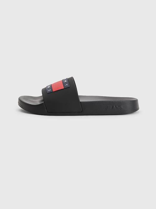 Tommy Hilfiger Badge Slides Szandál Női Fekete | TH910POU