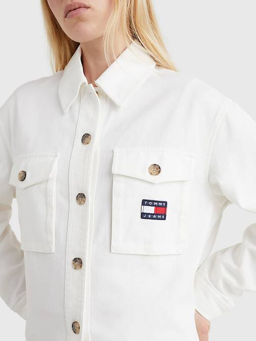 Tommy Hilfiger Badge Surplus Overshirt Ingek Női Fehér | TH239DCV