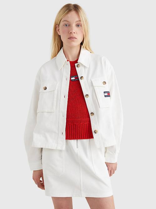 Tommy Hilfiger Badge Surplus Overshirt Ingek Női Fehér | TH239DCV