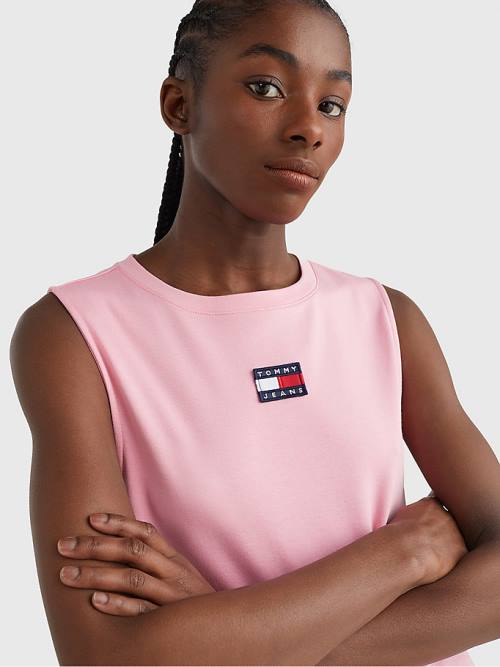 Tommy Hilfiger Badge Ujjatlan Tank Ruha Női Rózsaszín | TH413YCV