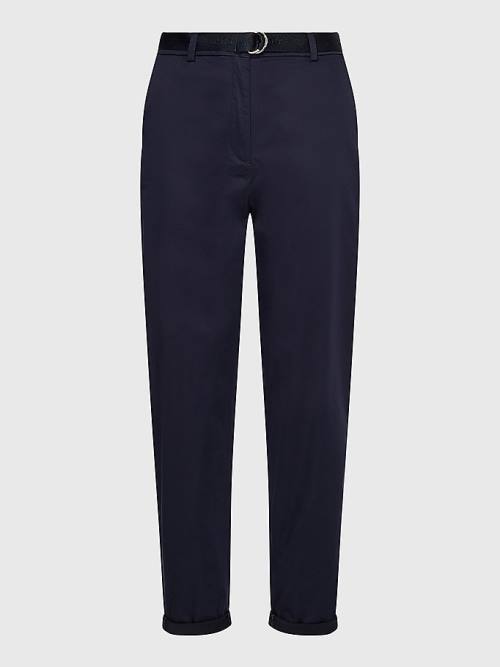 Tommy Hilfiger Belted Derekú Tapered Leg Chinos Nadrág Női Kék | TH142PVH