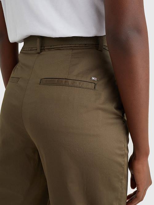 Tommy Hilfiger Belted Derekú Tapered Leg Chinos Nadrág Női Khaki | TH923CEN