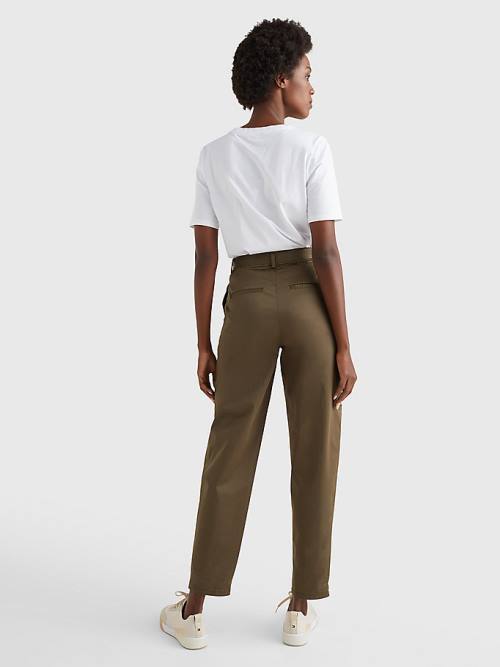 Tommy Hilfiger Belted Derekú Tapered Leg Chinos Nadrág Női Khaki | TH923CEN