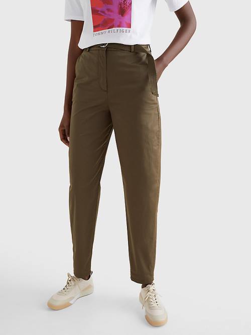 Tommy Hilfiger Belted Derekú Tapered Leg Chinos Nadrág Női Khaki | TH923CEN