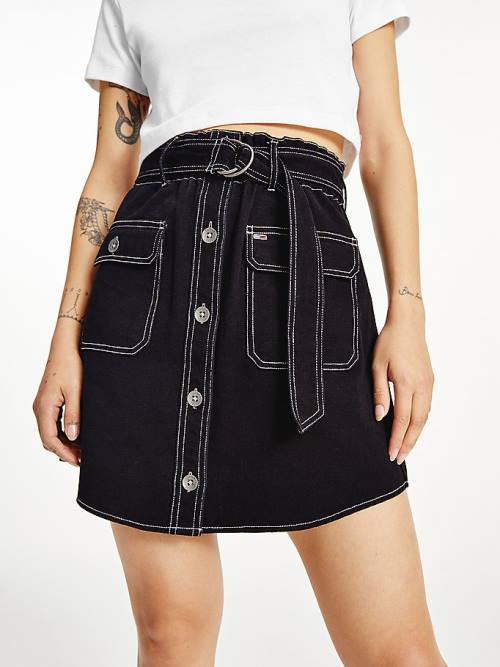 Tommy Hilfiger Belted Mini Szoknya Női Fekete | TH491SBM