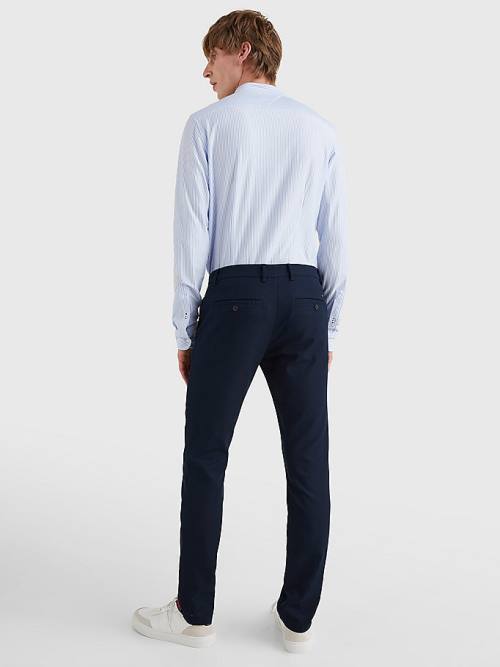 Tommy Hilfiger Bleecker Basket Weave Slim Fit Chinos Nadrág Férfi Kék | TH032FUS