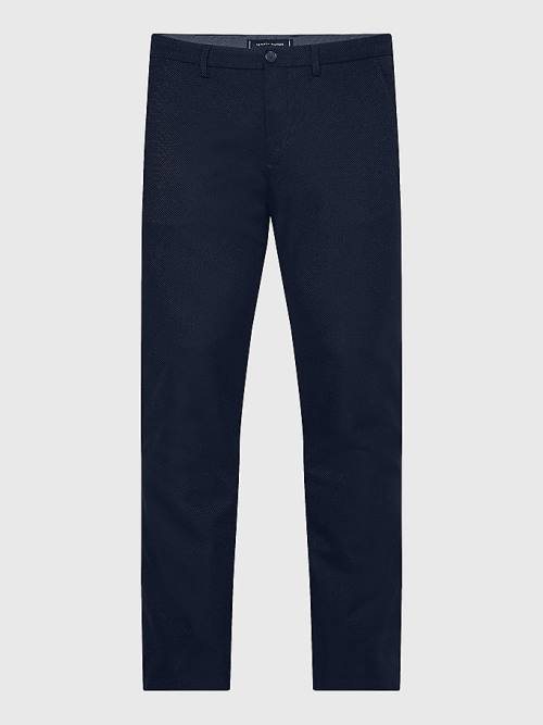 Tommy Hilfiger Bleecker Basket Weave Slim Fit Chinos Nadrág Férfi Kék | TH032FUS