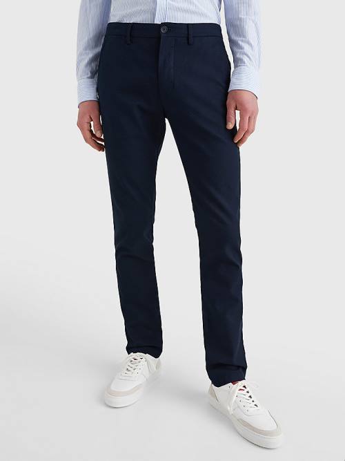 Tommy Hilfiger Bleecker Basket Weave Slim Fit Chinos Nadrág Férfi Kék | TH032FUS