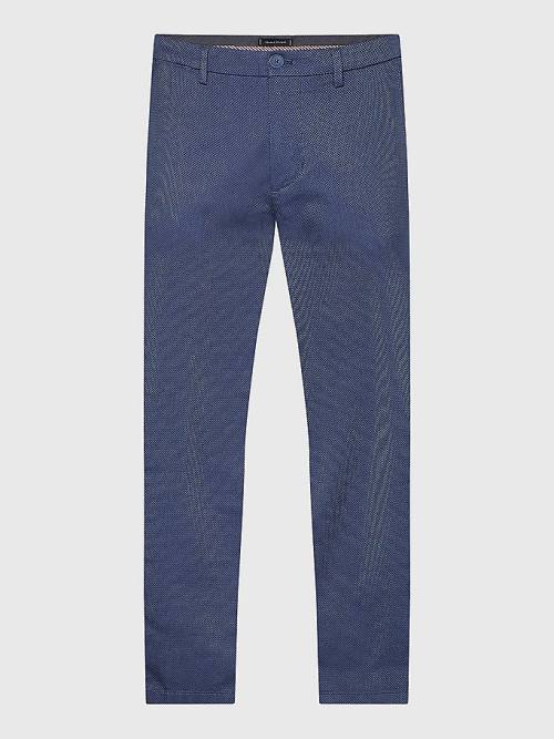 Tommy Hilfiger Bleecker Basket Weave Slim Fit Chinos Nadrág Férfi Kék | TH385LUC