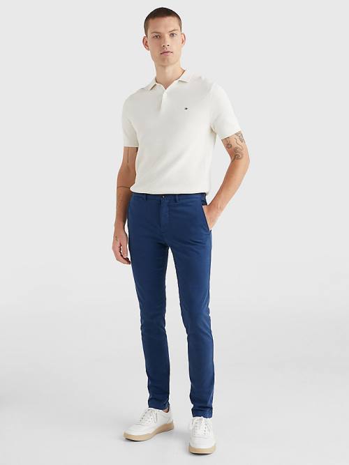 Tommy Hilfiger Bleecker Satin Slim Fit Chinos Nadrág Férfi Kék | TH316TQU