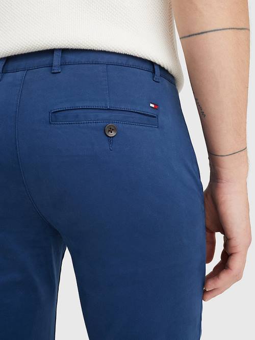 Tommy Hilfiger Bleecker Satin Slim Fit Chinos Nadrág Férfi Kék | TH316TQU