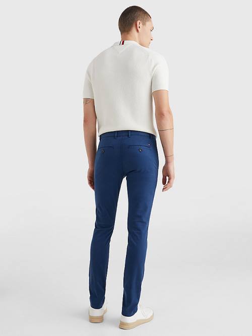 Tommy Hilfiger Bleecker Satin Slim Fit Chinos Nadrág Férfi Kék | TH316TQU