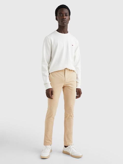 Tommy Hilfiger Bleecker Satin Slim Fit Chinos Nadrág Férfi Bézs | TH510CZN