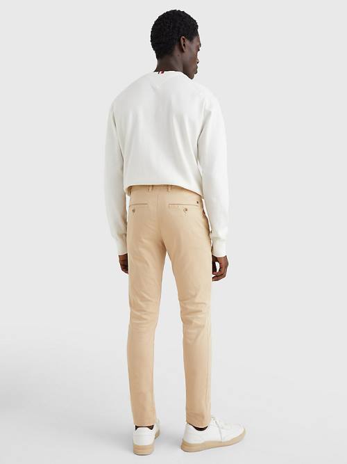 Tommy Hilfiger Bleecker Satin Slim Fit Chinos Nadrág Férfi Bézs | TH510CZN