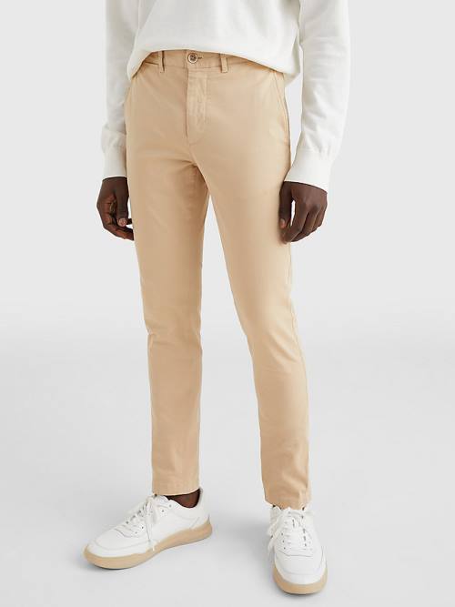 Tommy Hilfiger Bleecker Satin Slim Fit Chinos Nadrág Férfi Bézs | TH510CZN