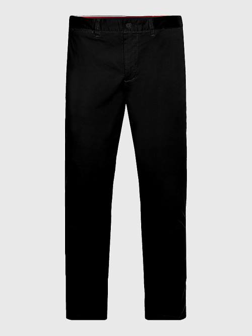 Tommy Hilfiger Bleecker Satin Slim Fit Chinos Nadrág Férfi Fekete | TH597FVK